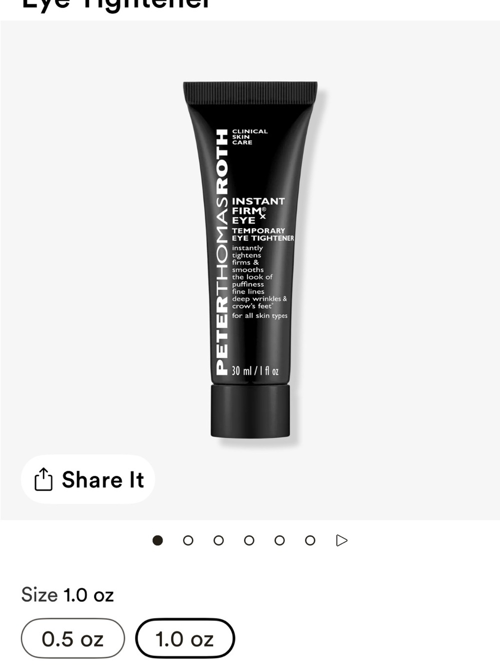 NEW IN BOX Peter Thomas Roth Instant FirmX Eye Tightener – Black Tube